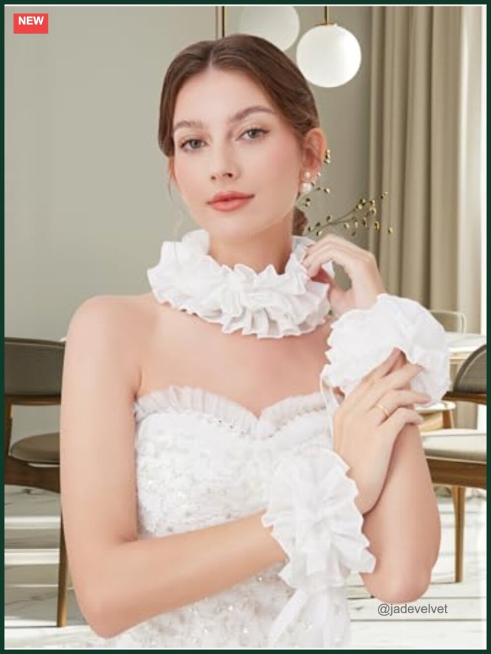 Lace Ruffle Collar Victorian Jester Neck Ruffle 100% Cotton - Picture 5 of 6
